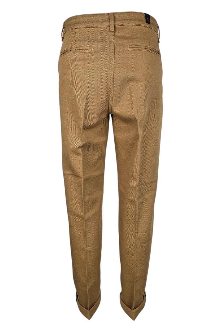 pantalone donna chino in drill di cotone nocciola 
