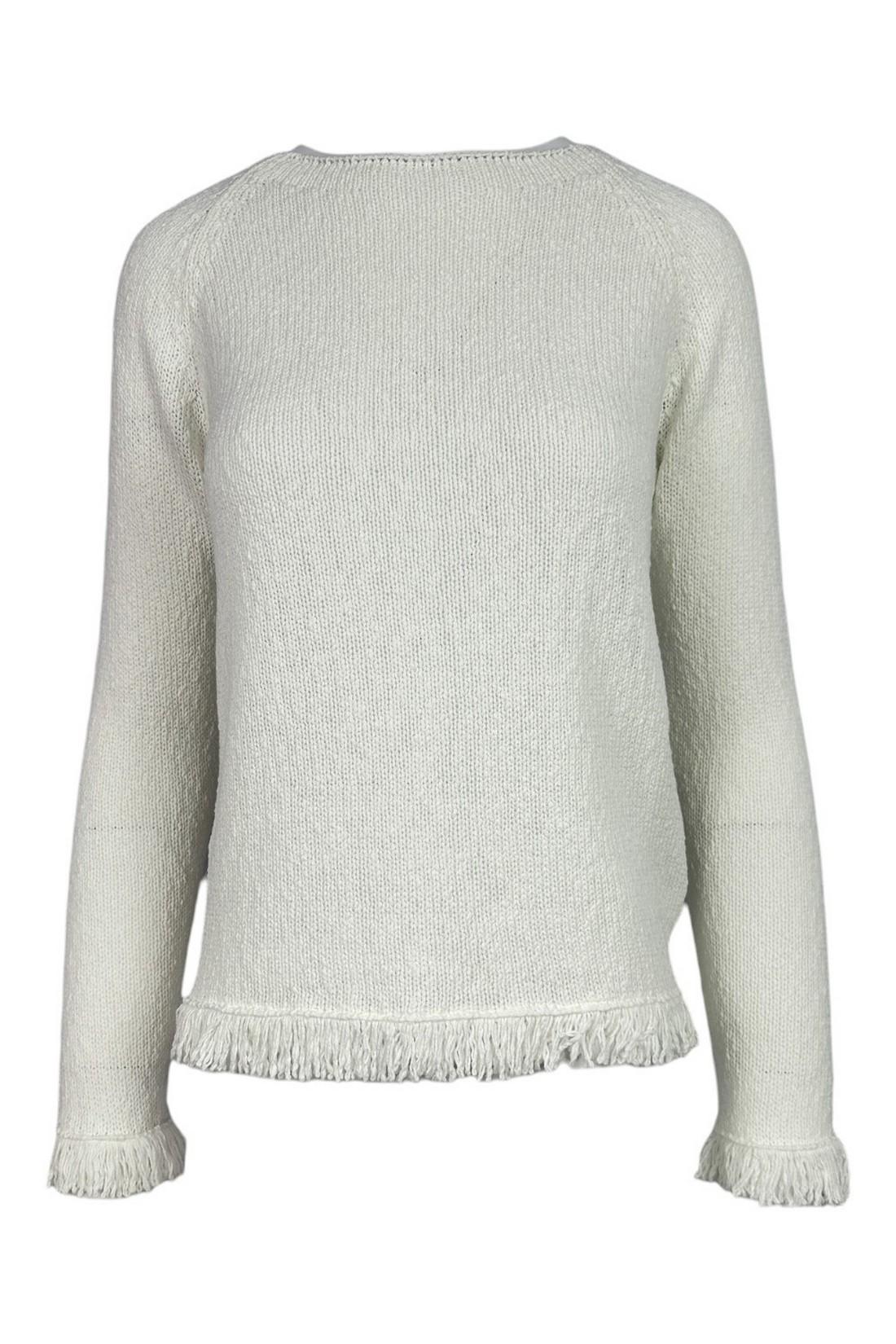 maglia donna latte con frange 