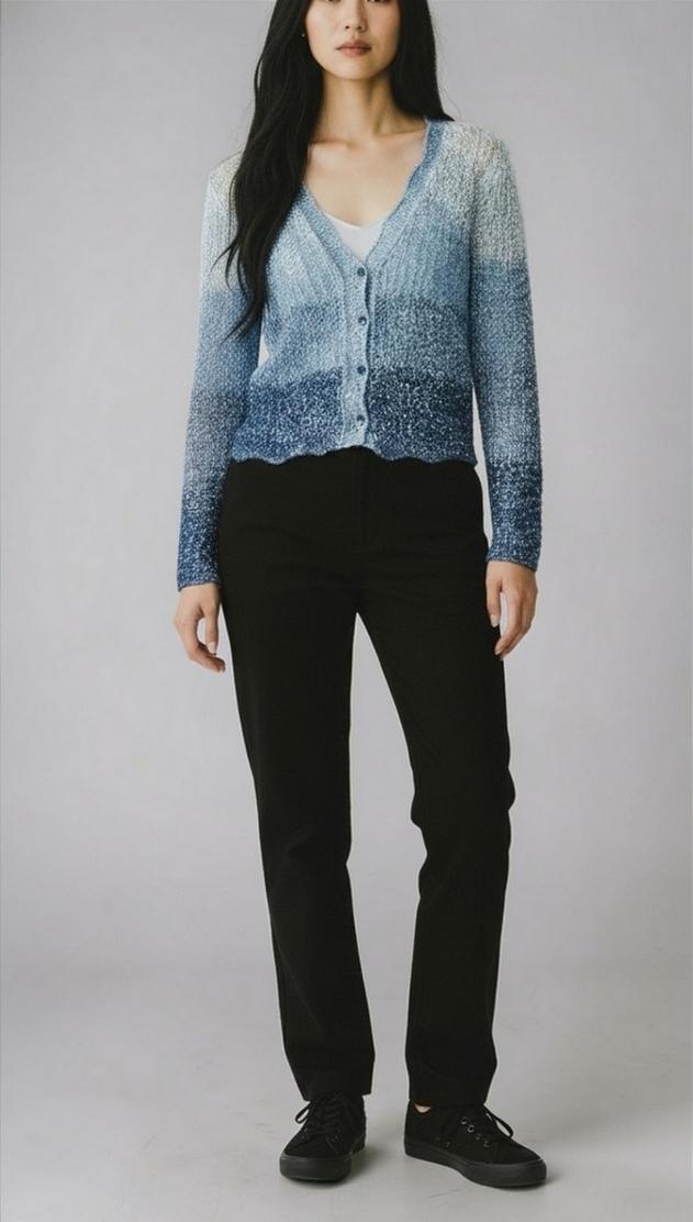 cardigan donna con paillettes sfumate blu 
