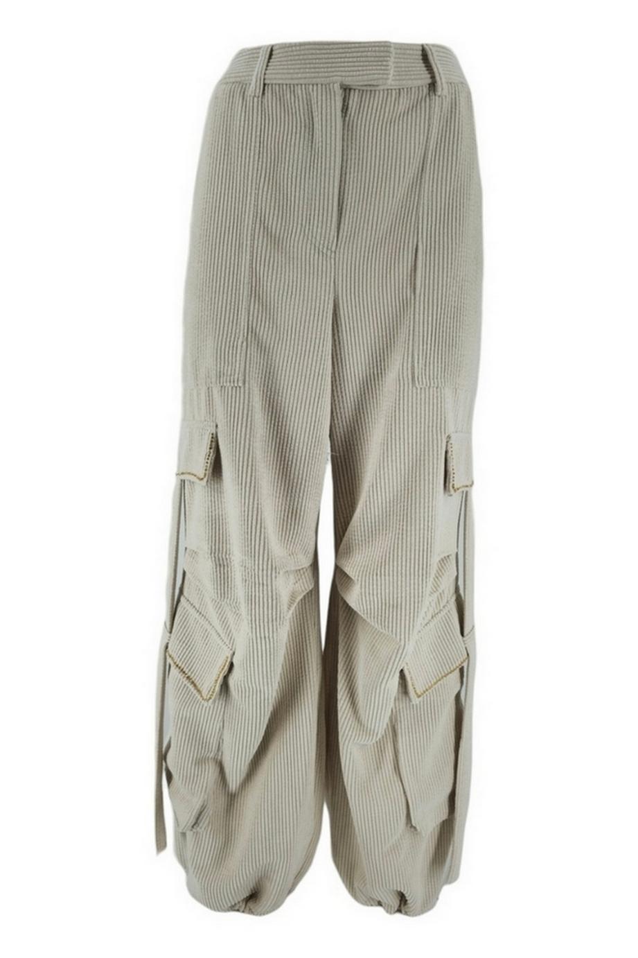 pantalone donna cargo panna 