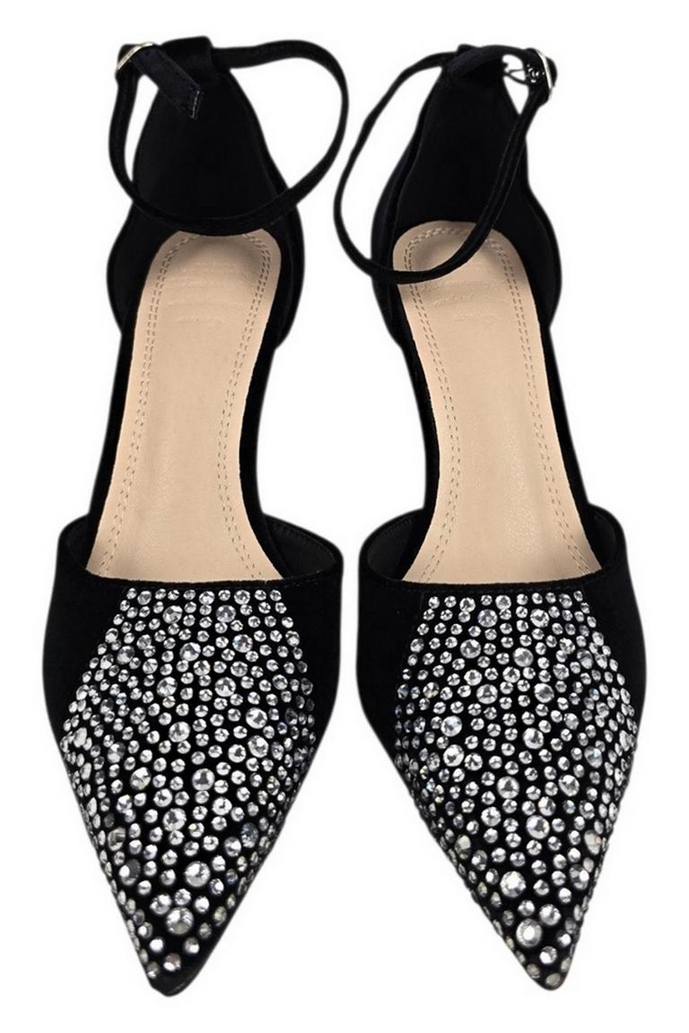 décolleté donna con strass nero 