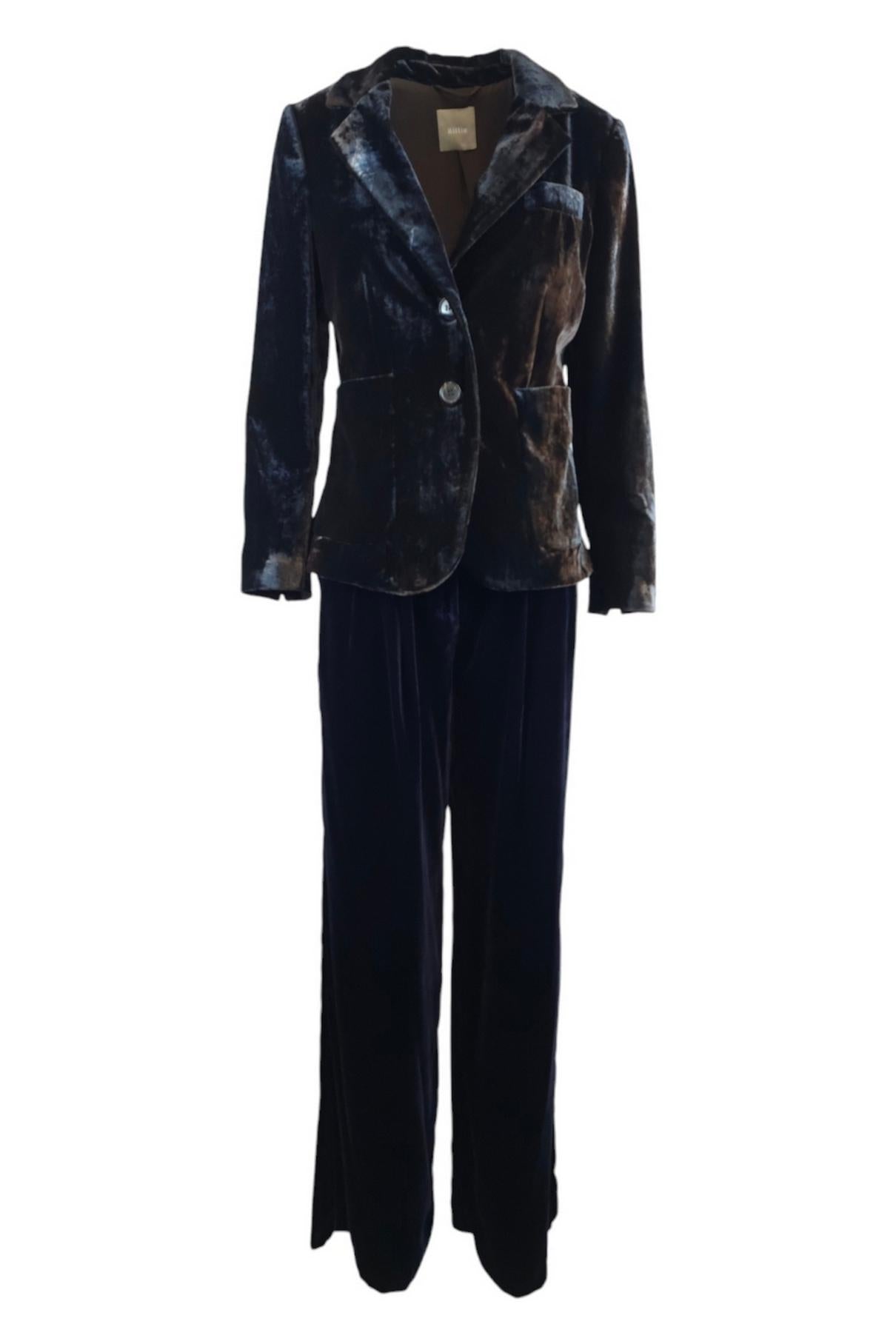 pantalone donna in velluto blu 
