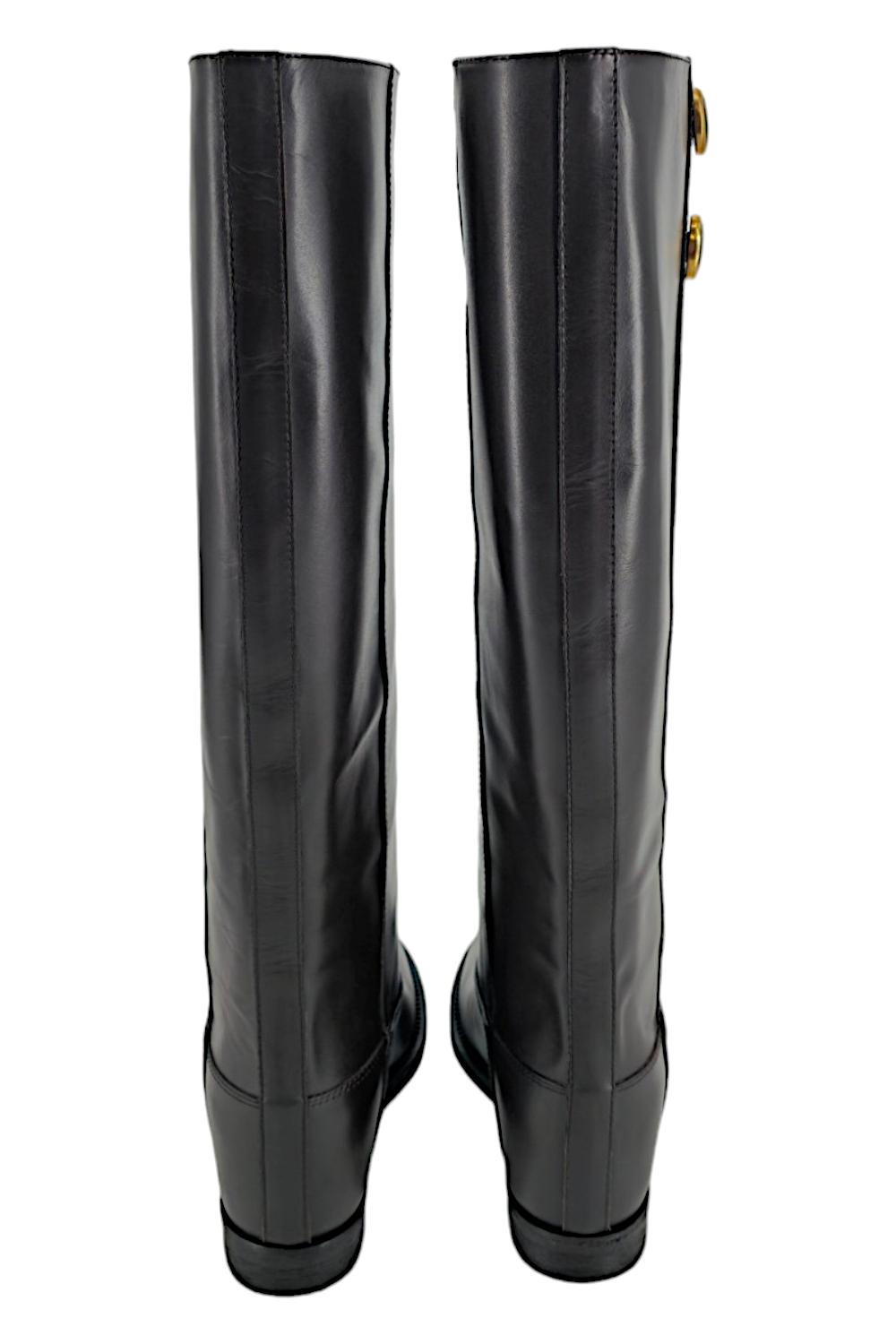 stivale donna in pelle marrone con bottoni 