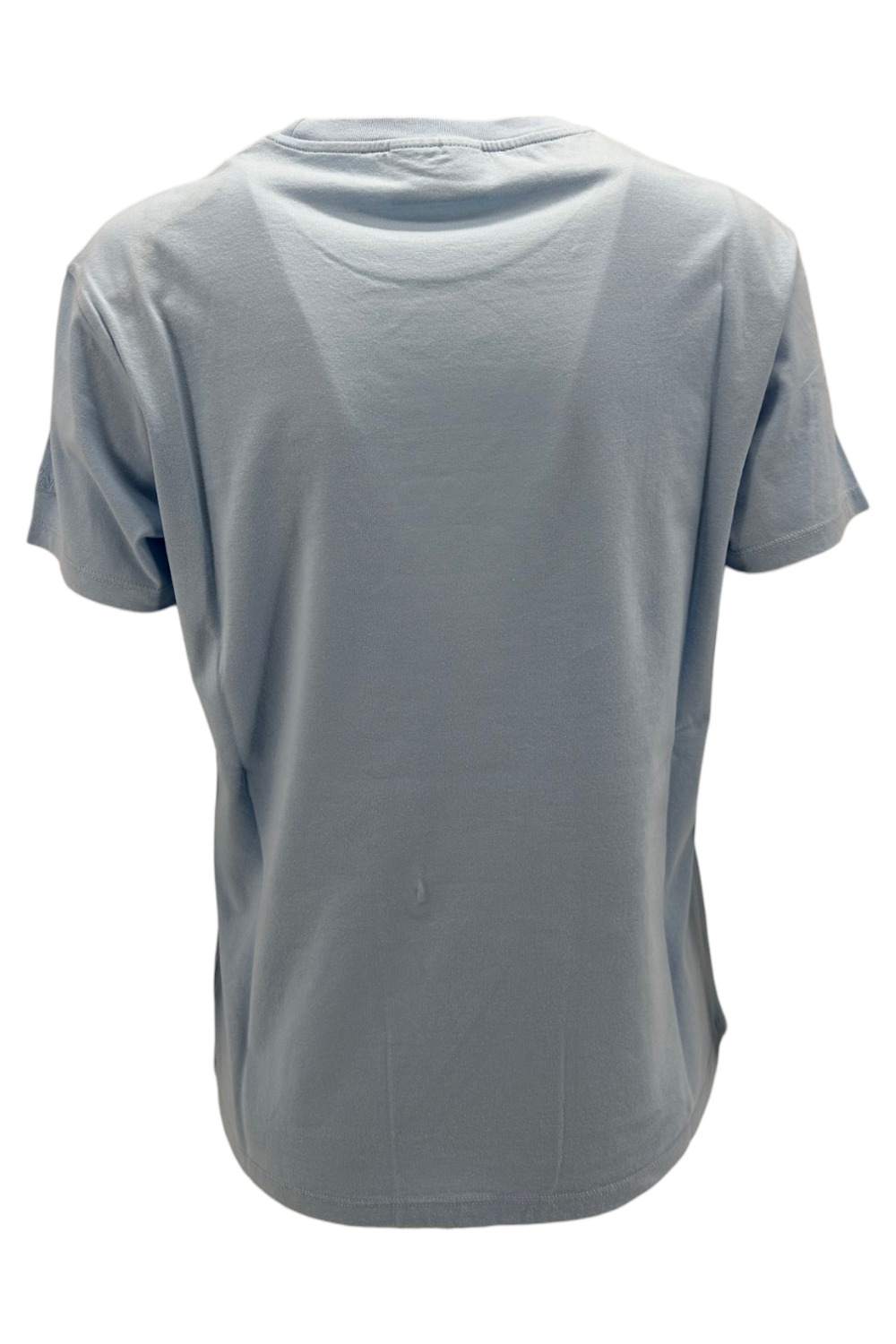 t-shirt donna azzurro con scitta saint tropez 