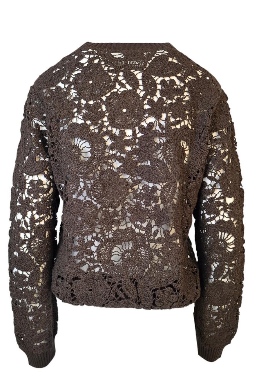 cardigan donna in pizzo marrone 