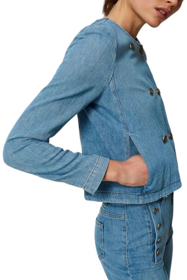 Giacca donna coreana in jeans denim chiaro 