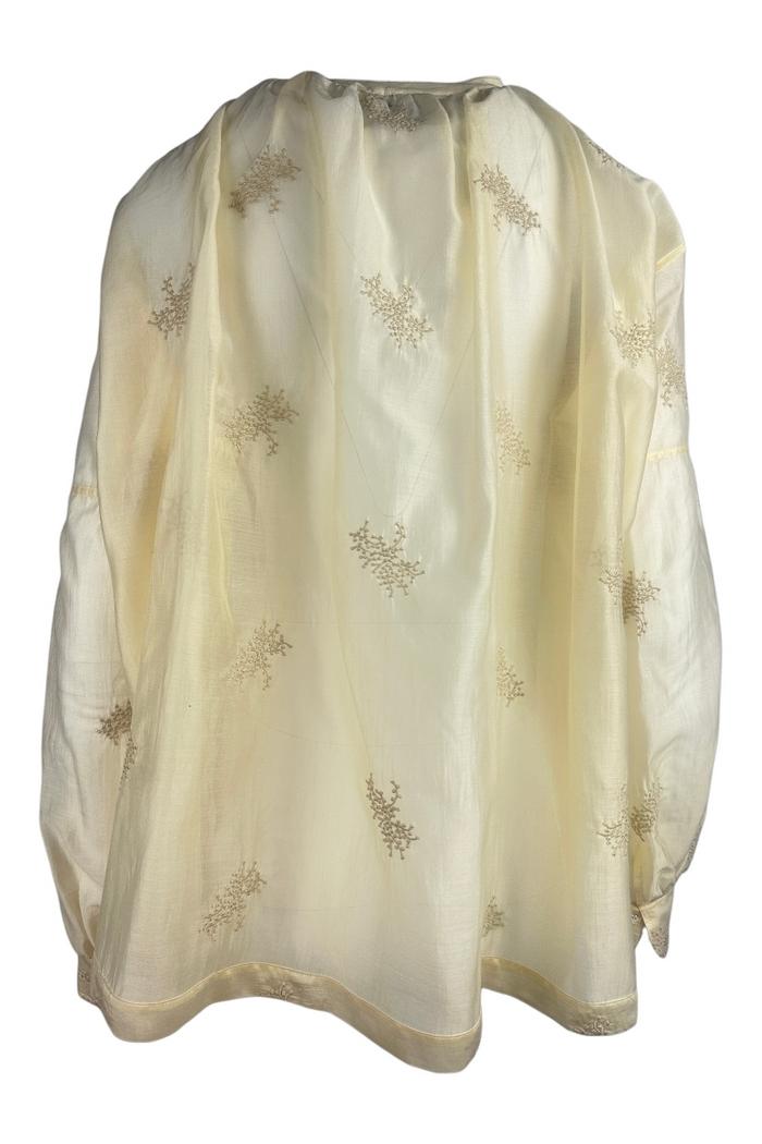 camicia donna in chiffon riacamato beige 