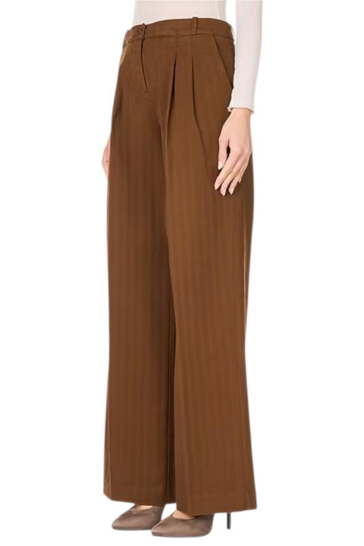 Pantalone donna con pinces in cotone resca marrone 