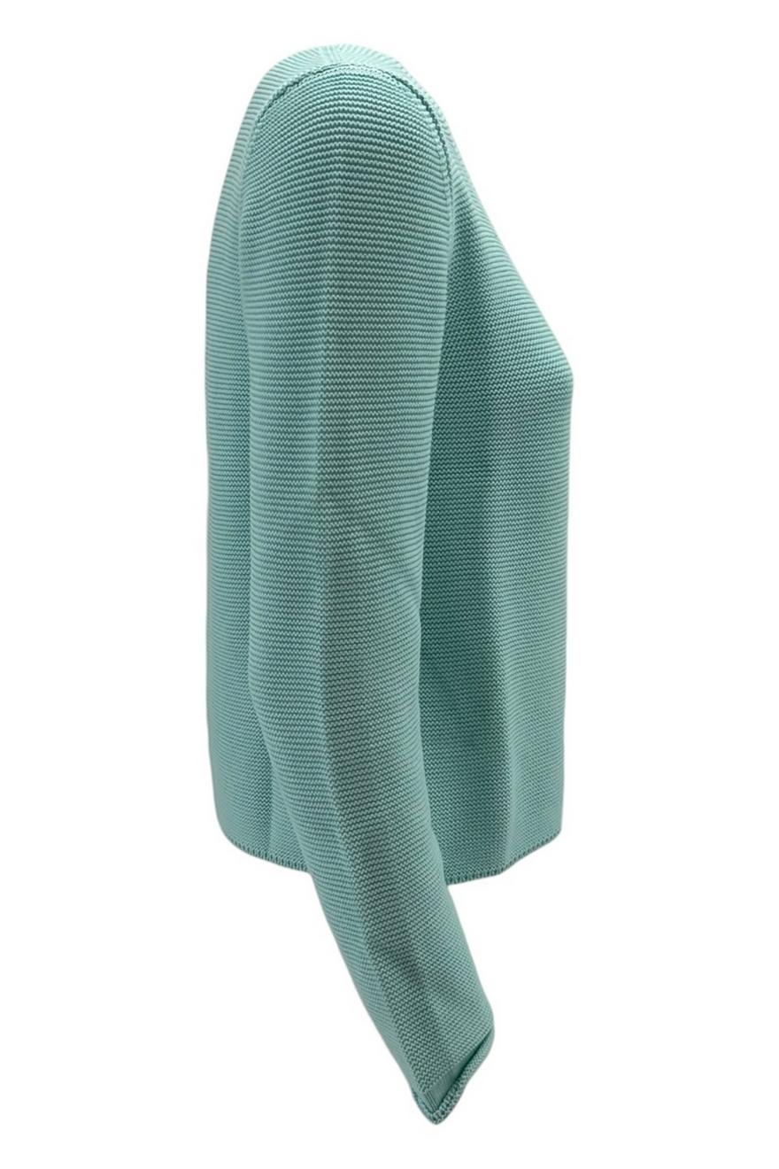 Maglia donna scollo a v turchese lavorazione grana di riso 