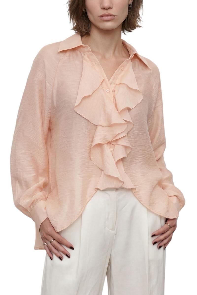 camicia donna con ruches rosa 