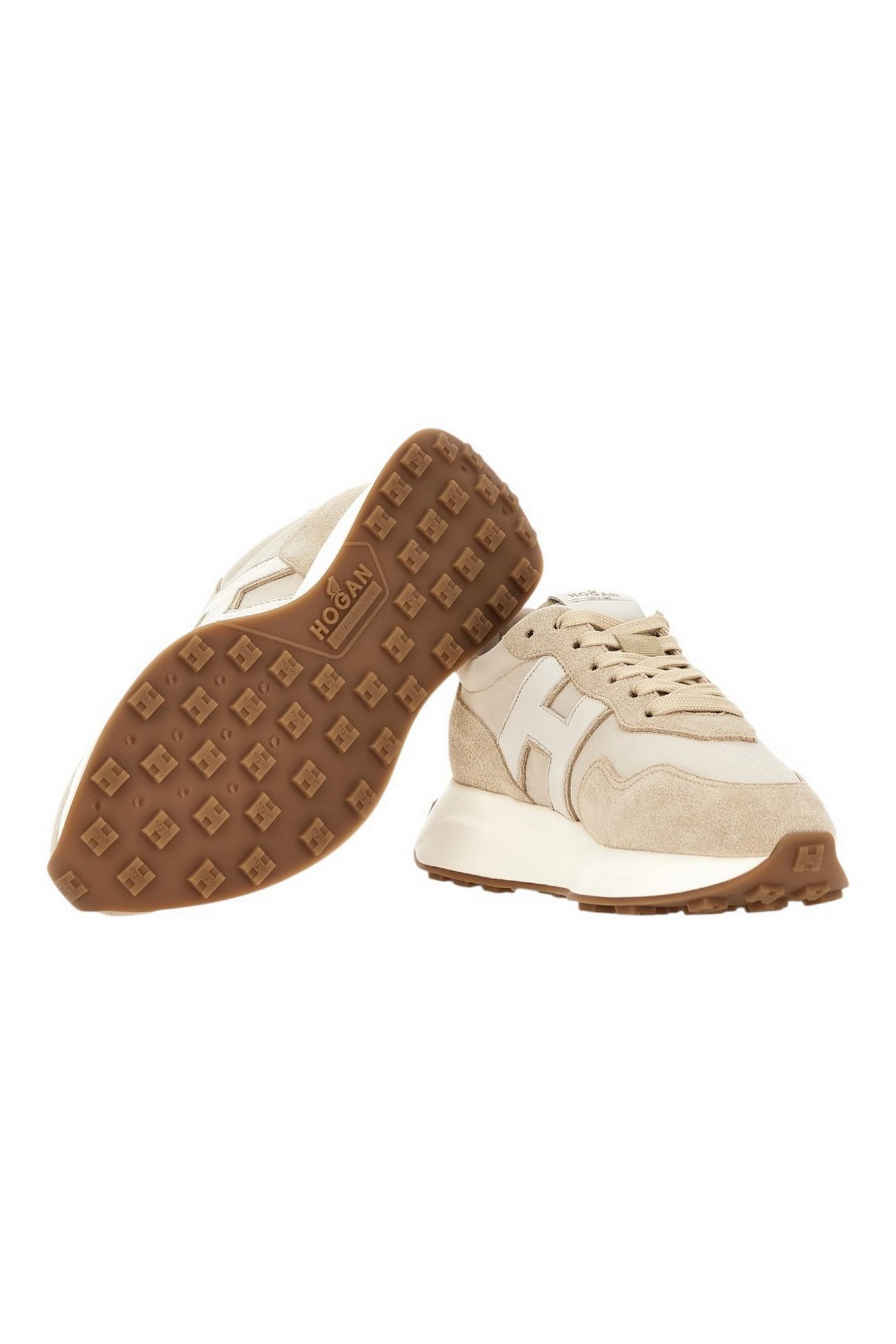 sneakers donna H641 beige e bianco 