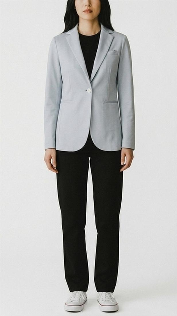 giacca donna monopetto piquet azzurro 