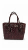 Vetra Studio women's small braided leather shopper bag in burgundy