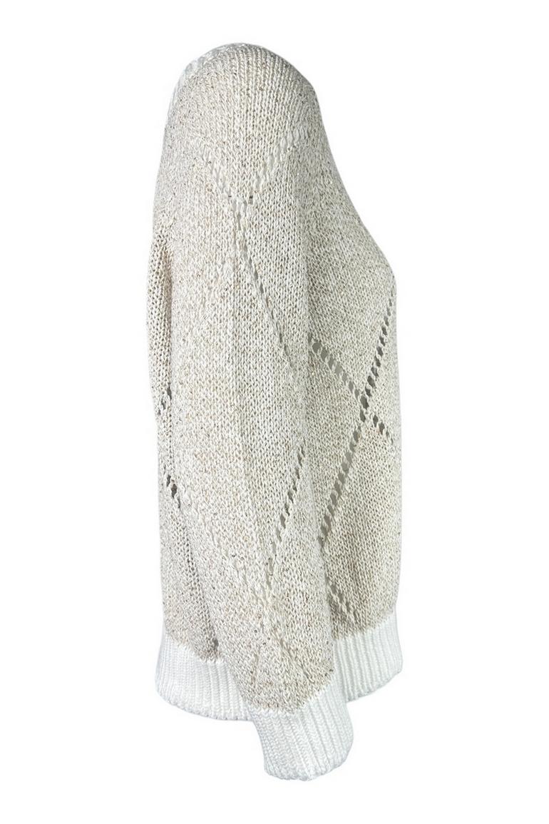 girocollo donna paillettes e trafori beige 