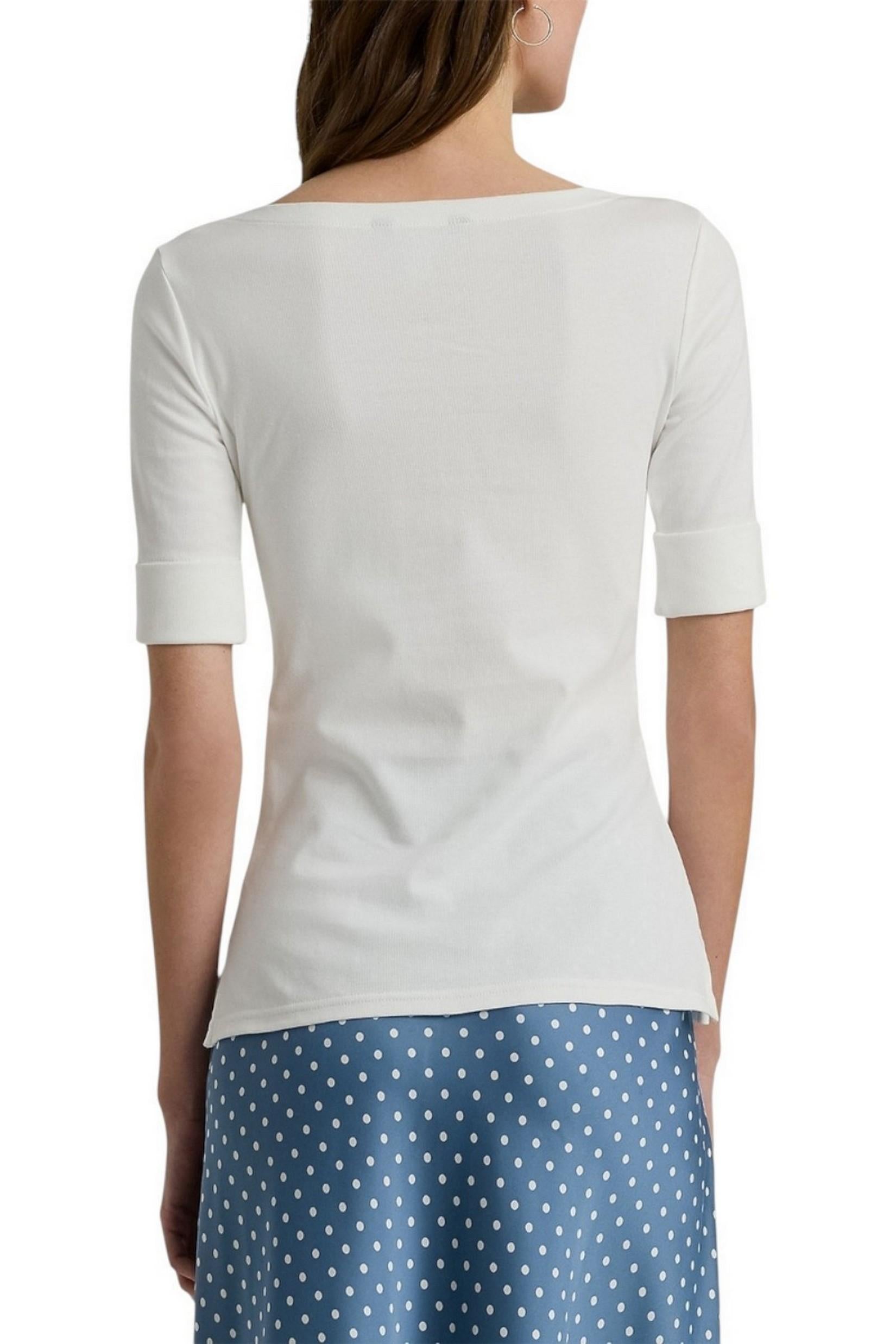 t-shirt donna bianco con scollo a barca 