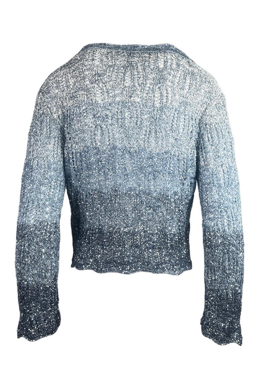 cardigan donna con paillettes sfumate blu 