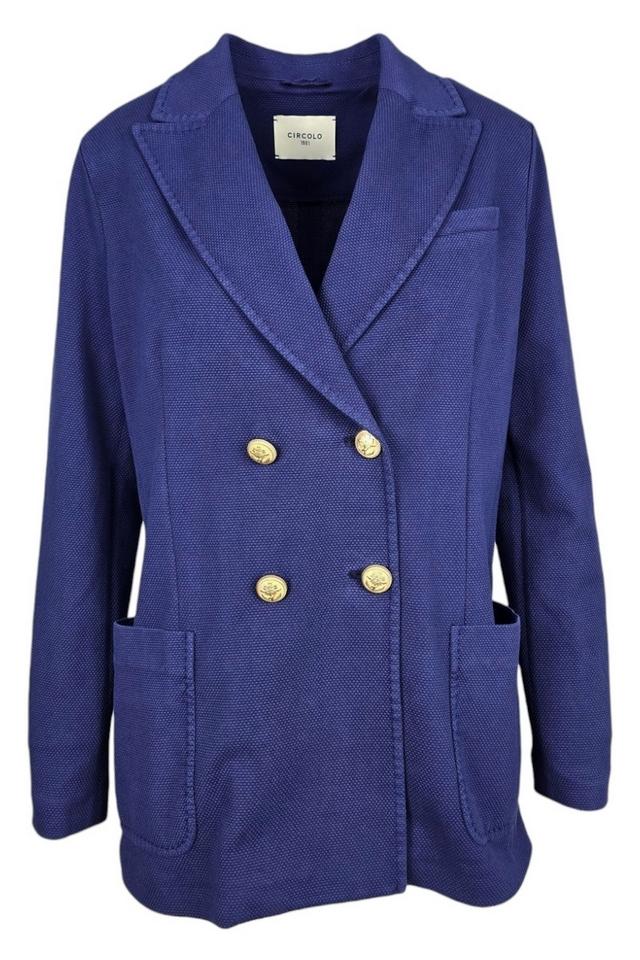 giacca donna doppiopetto in piquet bluette 