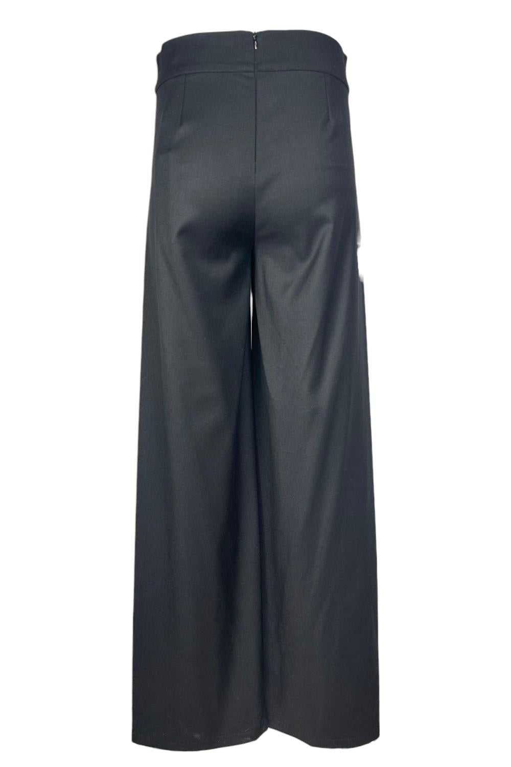 pantalone donna largo in flanella tecnica nero 
