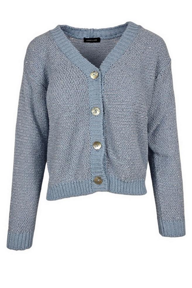 cardigan donna azzurro con paillettes azzurro 