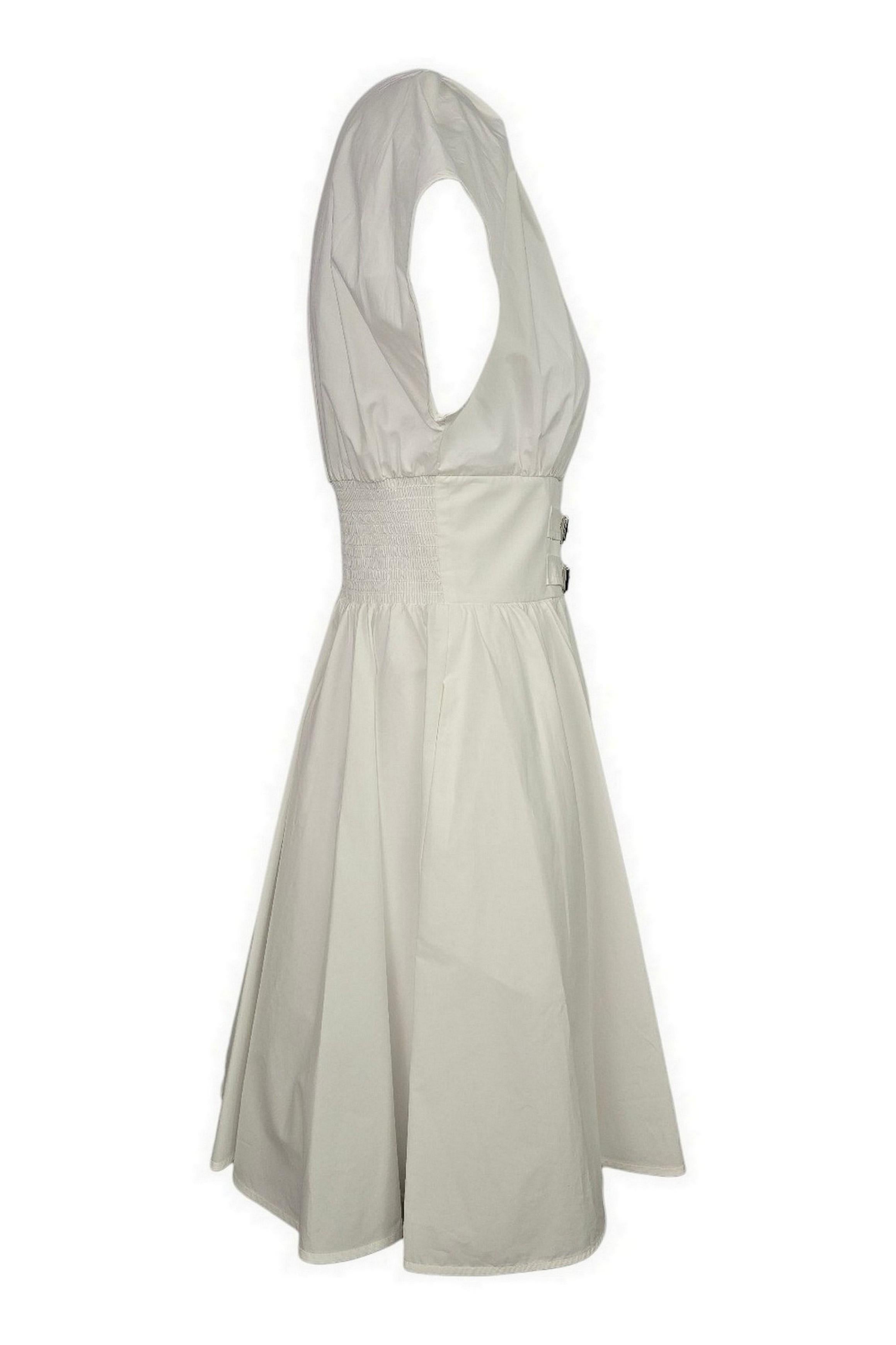 abito donna in cotone corto con cinturini bianco 