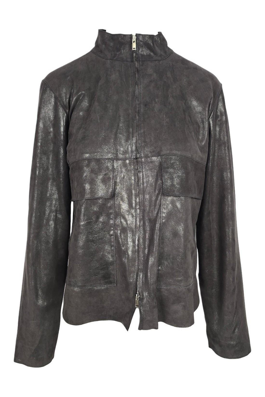 giubbotto donna in pelle blu 