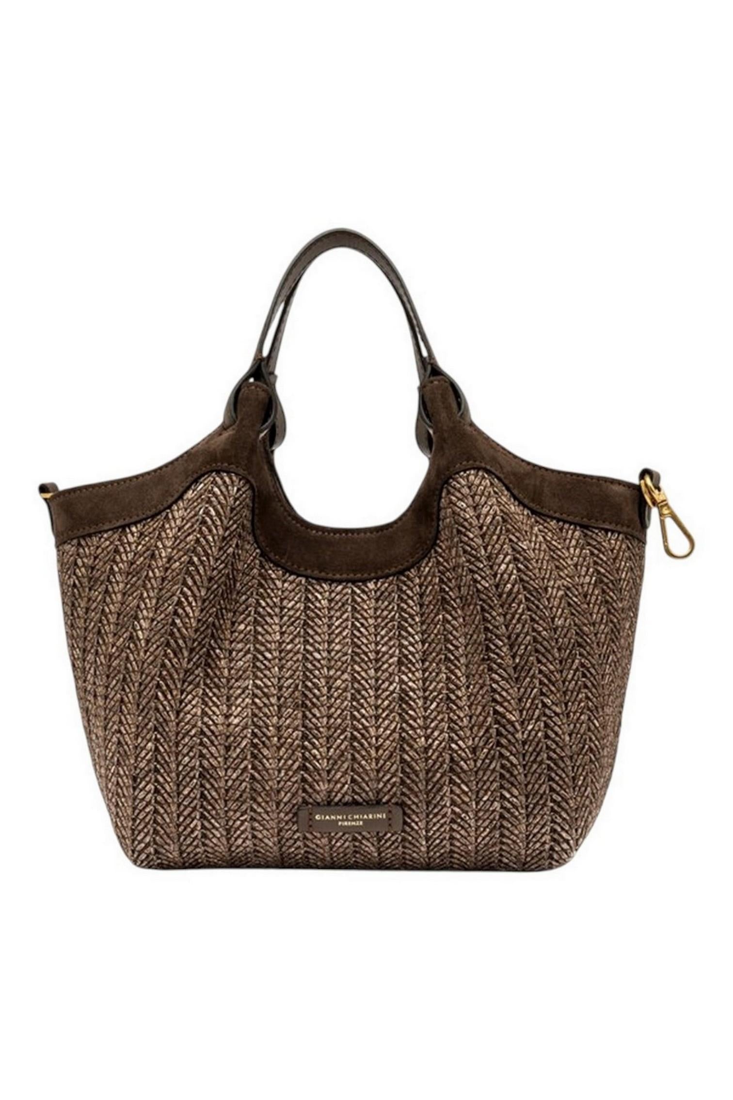borsa donna dua media in rafia marrone 