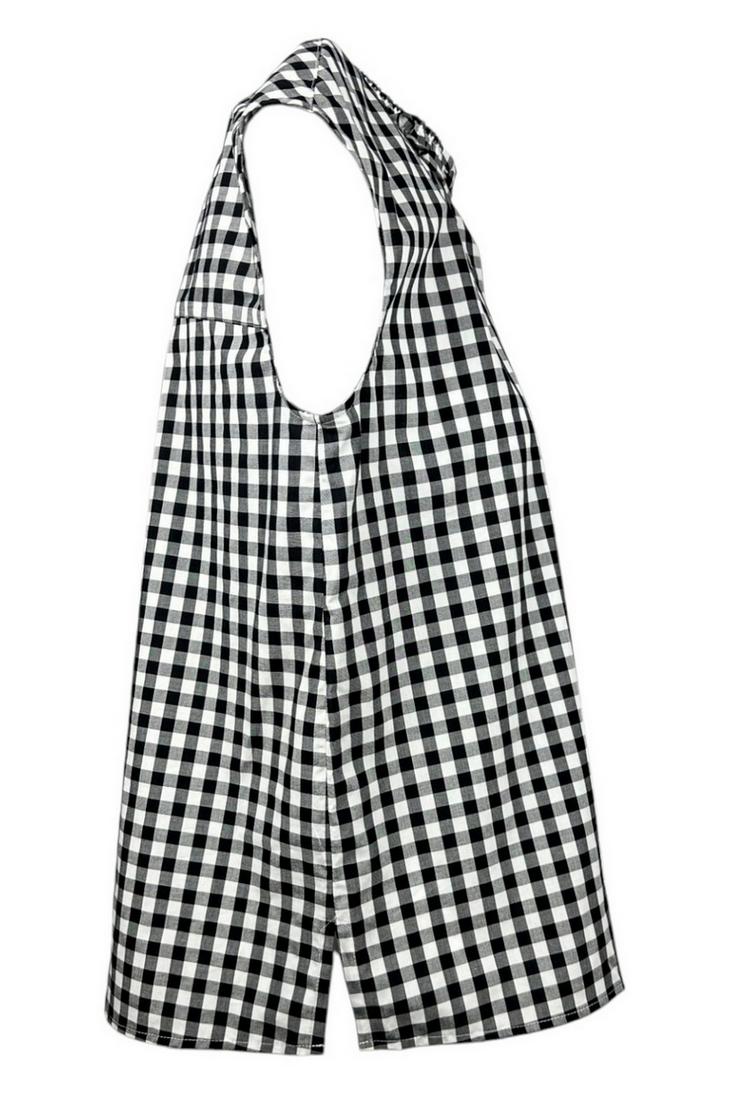 camicia donna corta a quadretti bianca e nera 