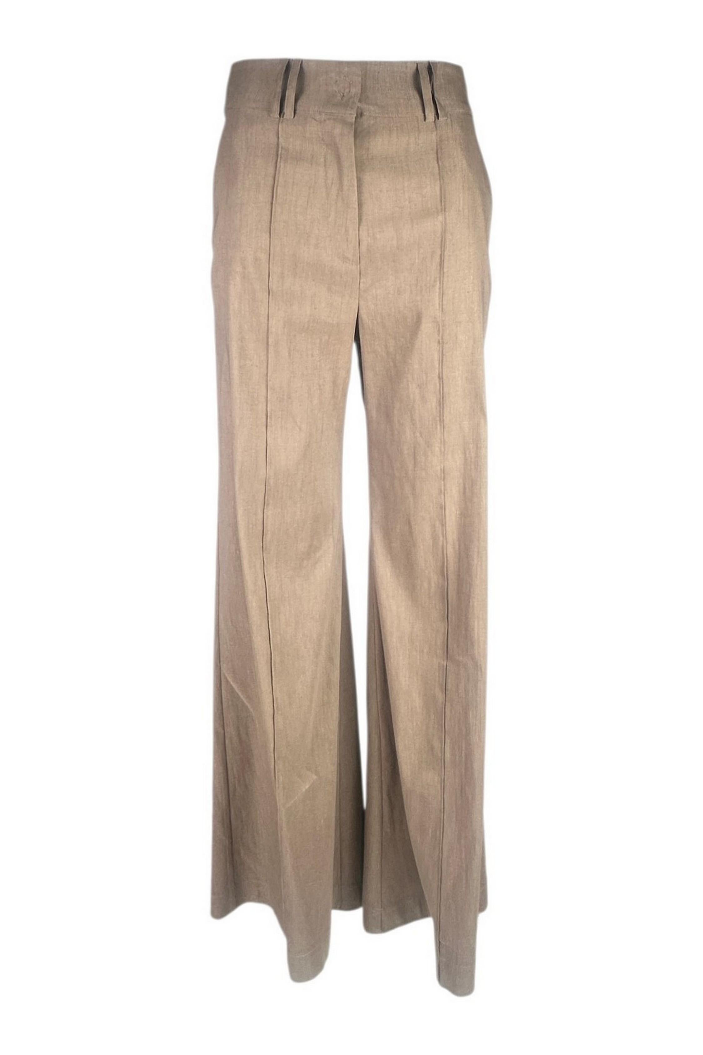 pantaloni donna in lino beige 