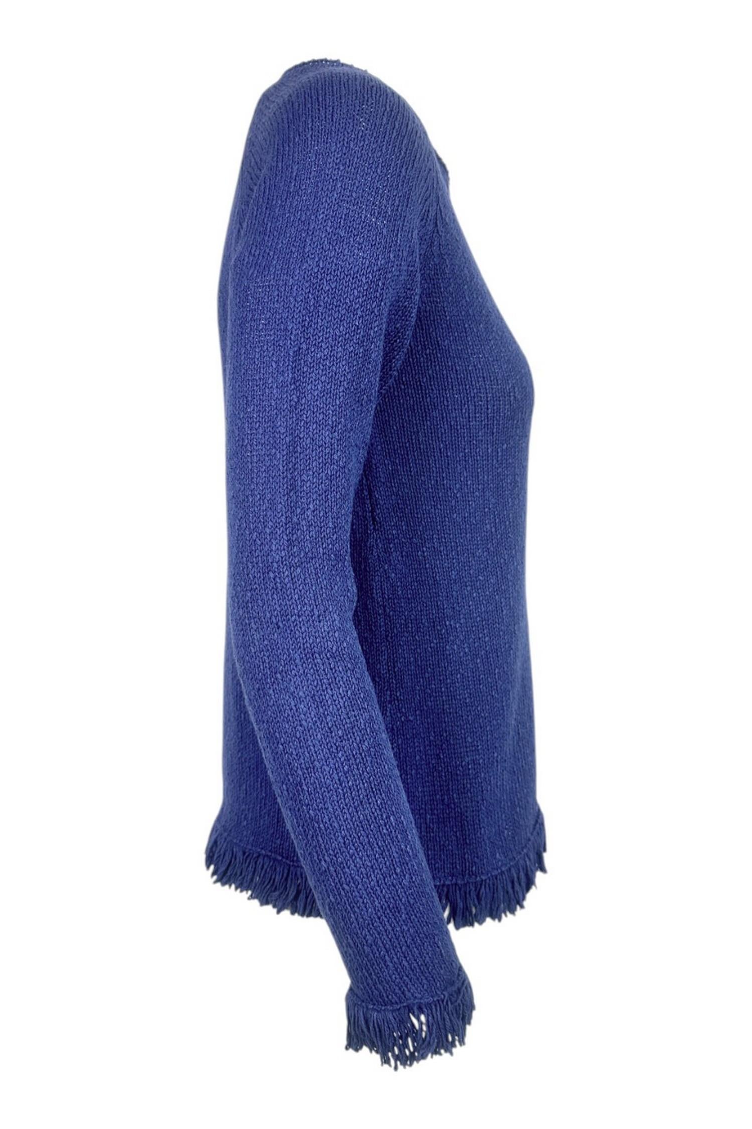 maglia donna denim con frange 