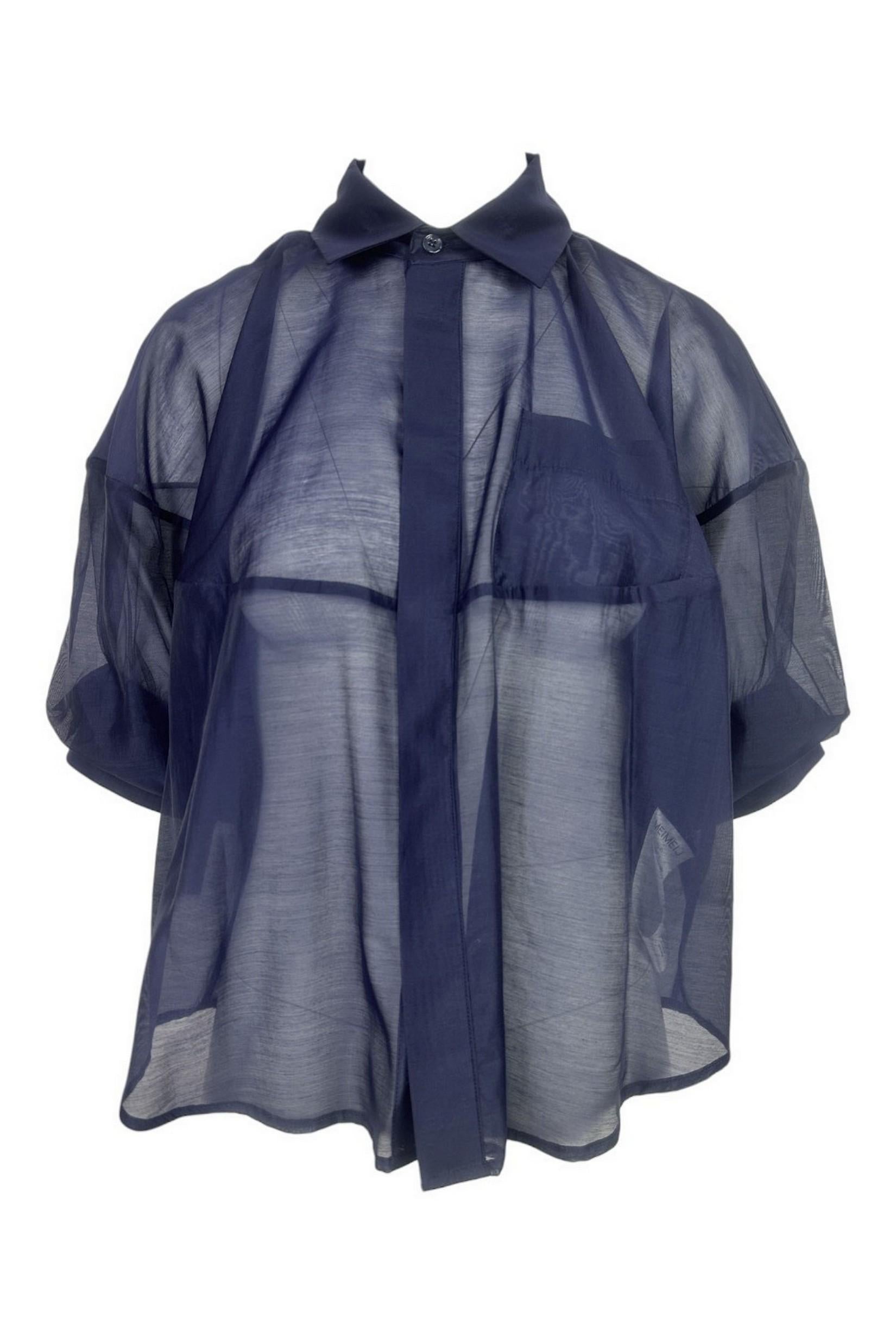 camicia donna con manica ampia blu 