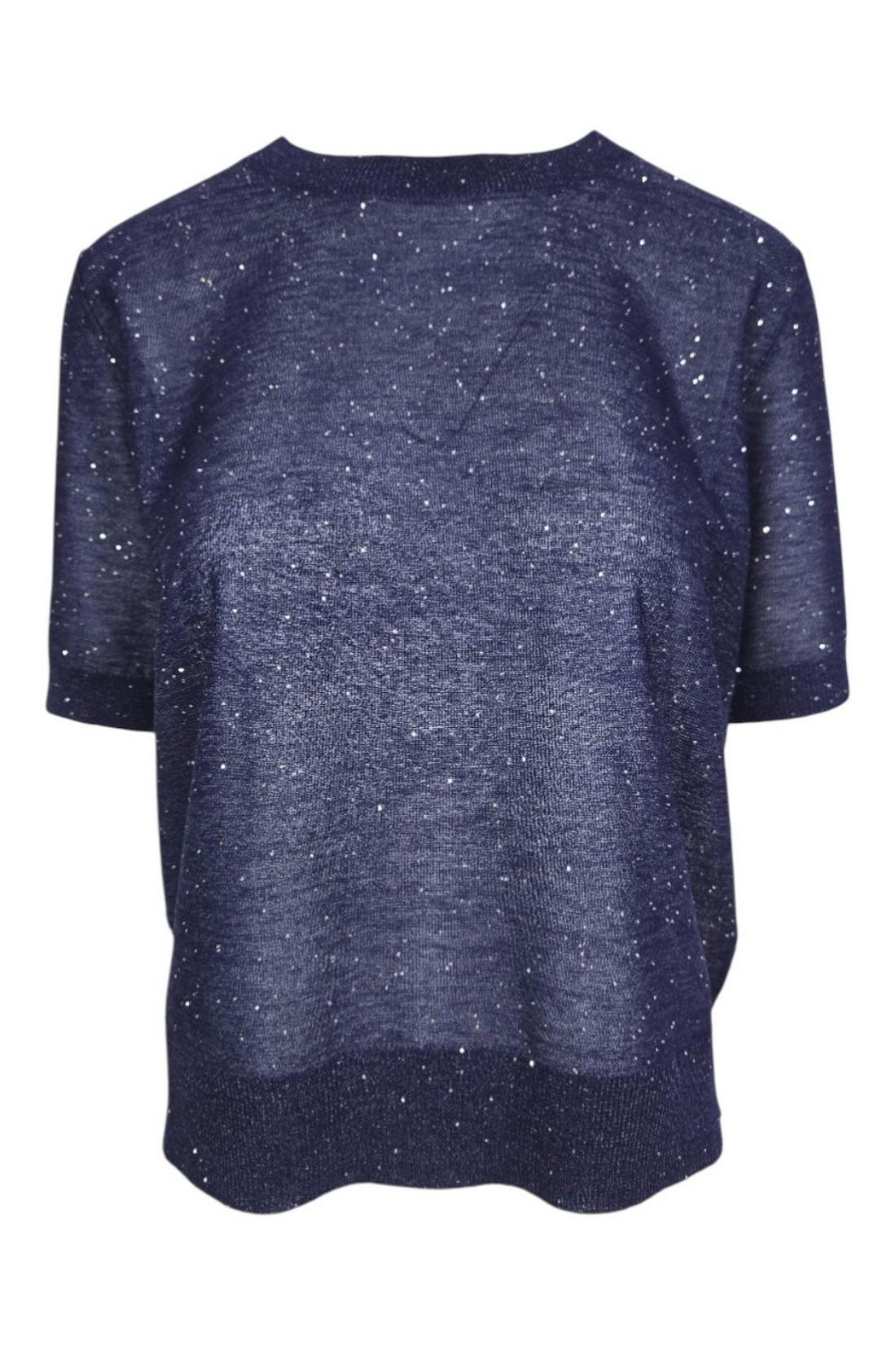 maglia donna  maniche corte con punti luce blu 