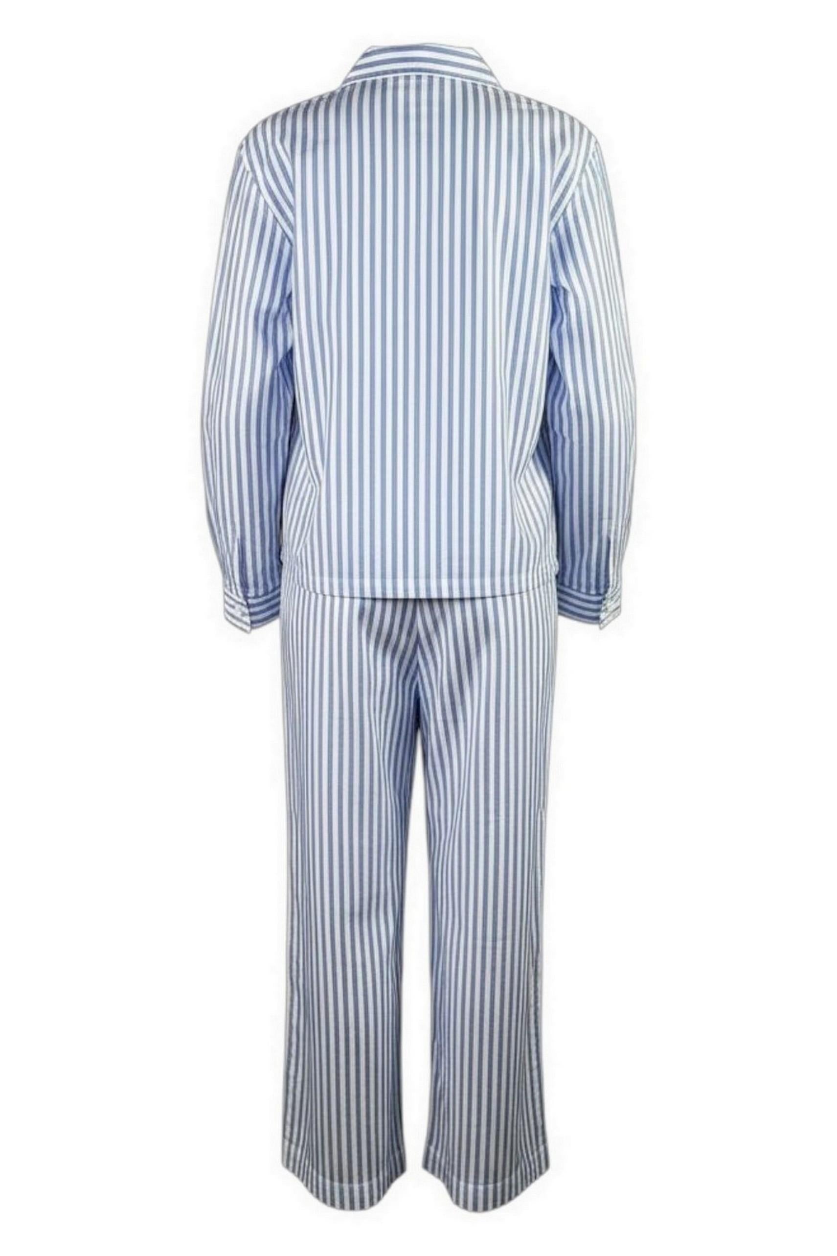 pigiama donna a righe bianco  e azzurro 