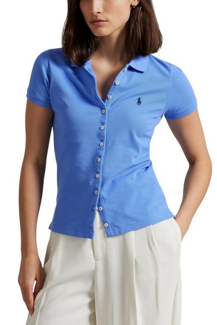polo donna azzurro mezza manica 