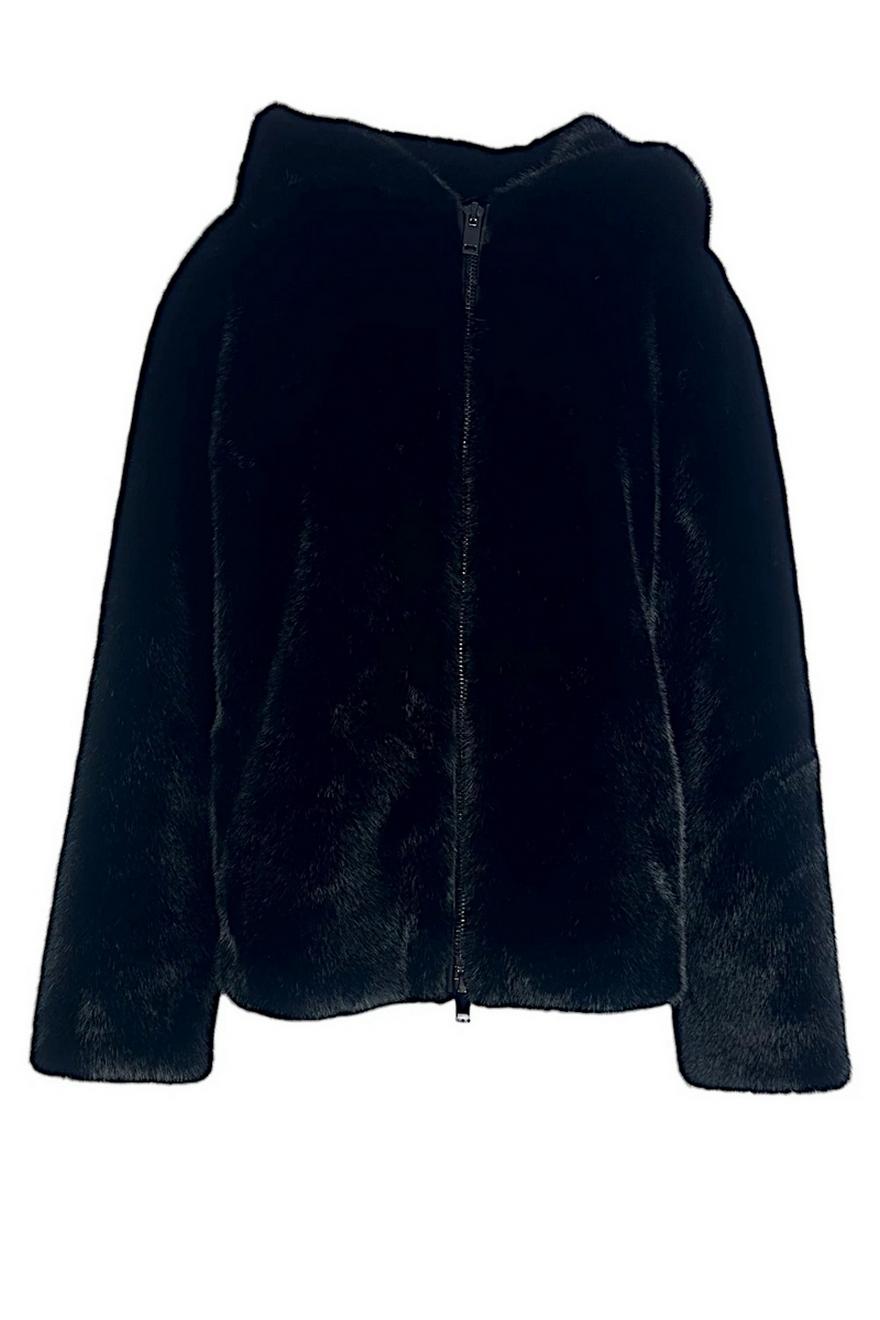 bomber donna in ecopelliccia nero 