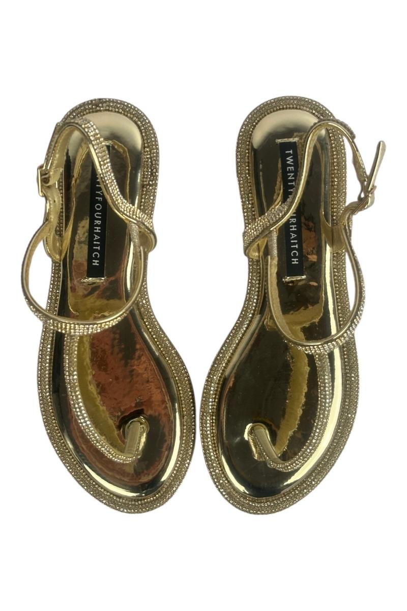 sandalo donna strass oro 