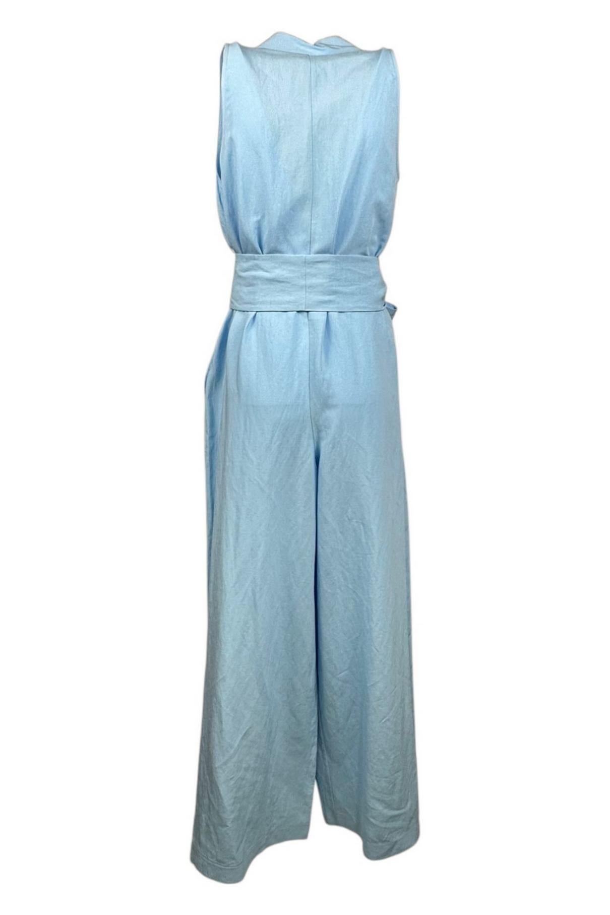 tuta donna in lino azzurro 