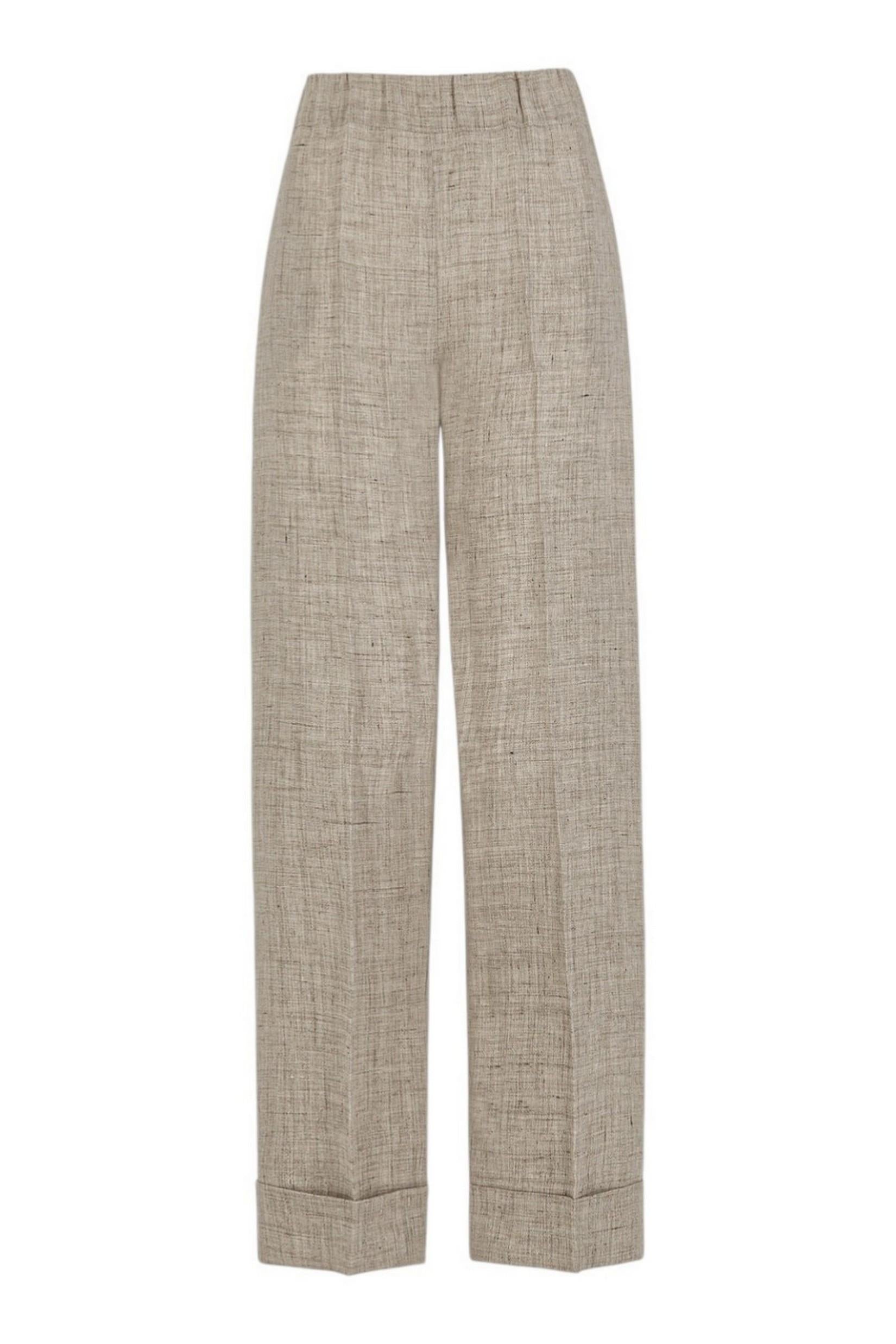 pantalone donna in lino beige 