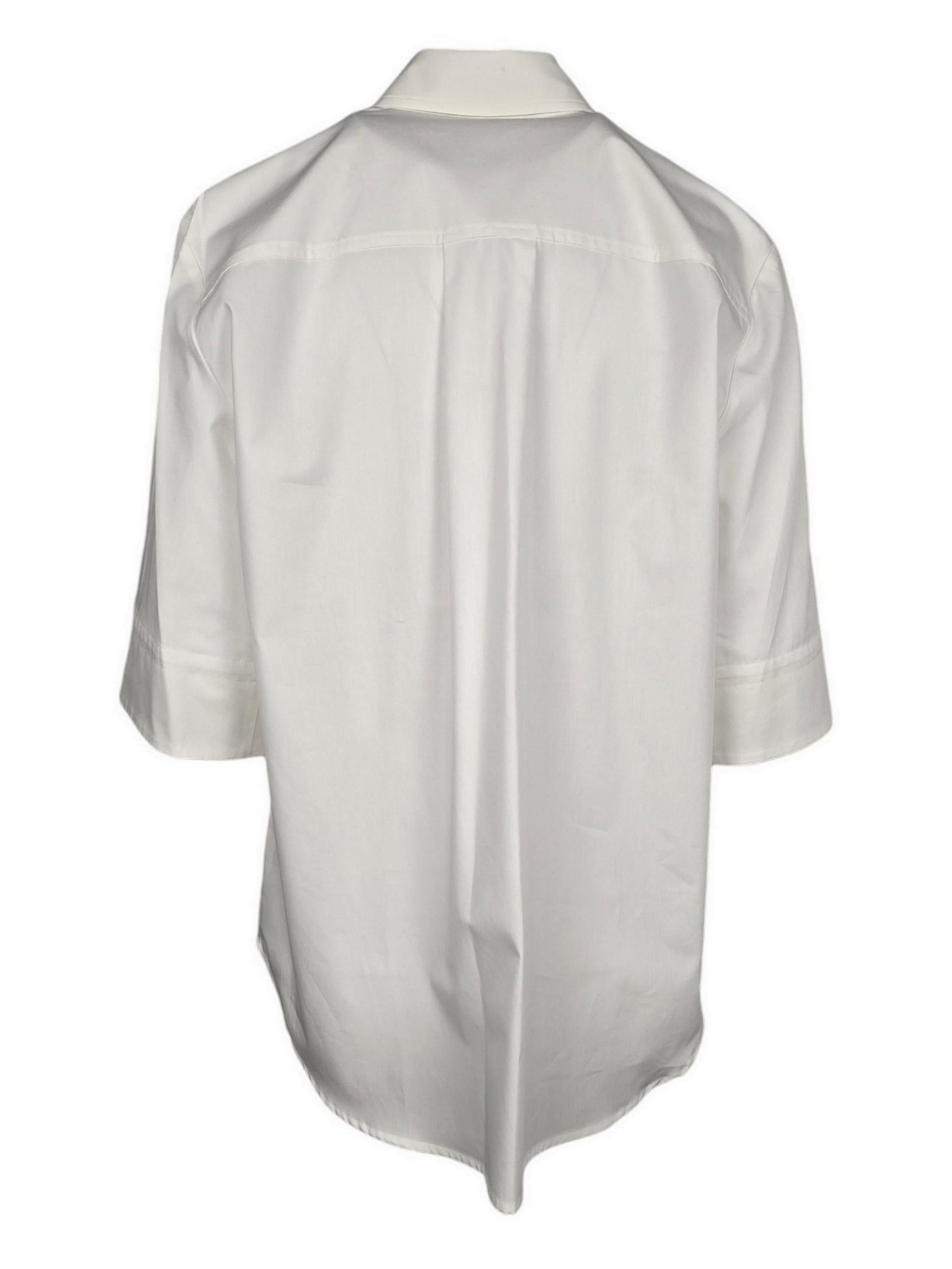 camicia donna bianco con tasche ricamate 