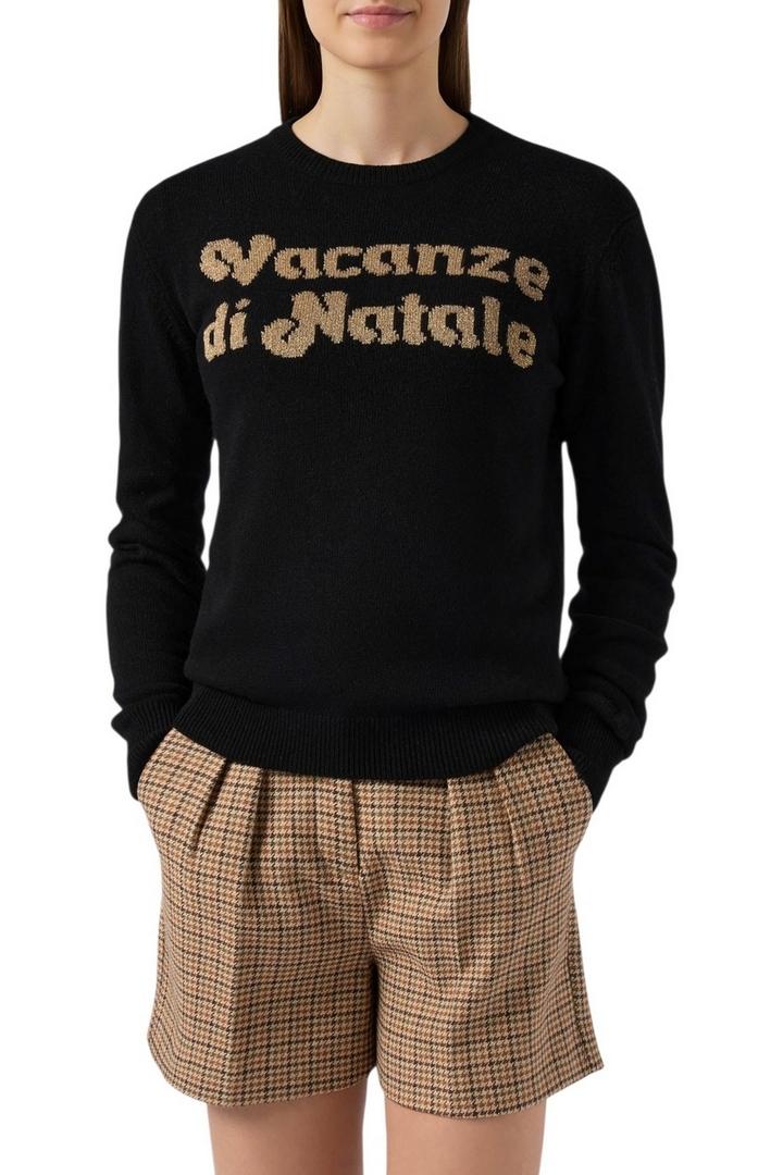 Maglione donna New Queen Vacanze di Natale nero e oro 