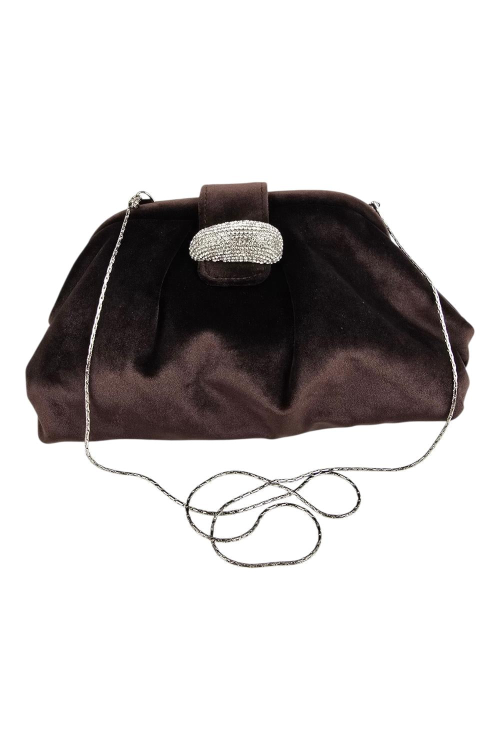 clutch donna in velluto marrone 