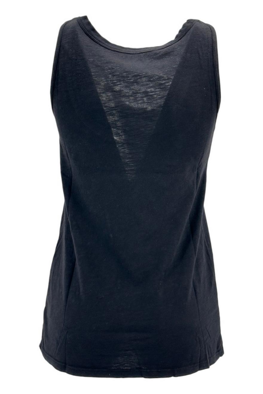 canottiera donna in cotone fiammato nero 