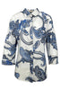 camisa mujer con estampado cachemira blanca y azul Camicetta Snob