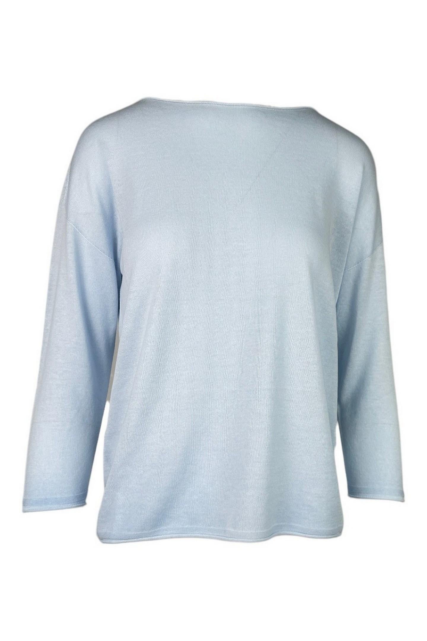 maglia donna scollo a barca azzurro 