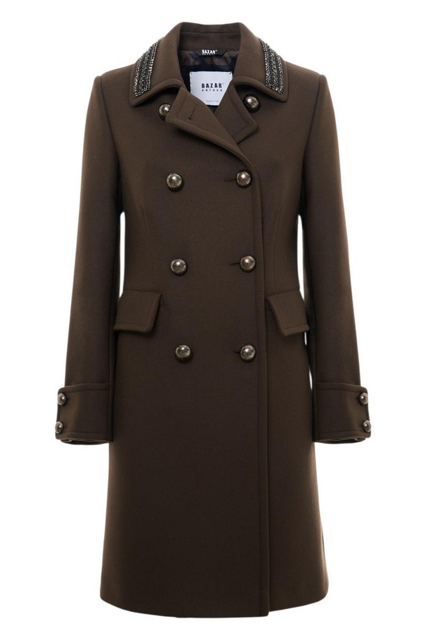 cappotto donna con applicazioni marrone 