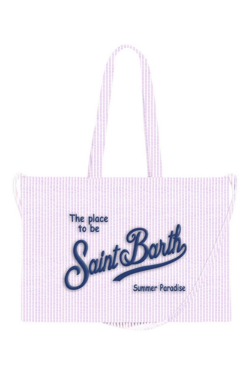 borsa donna shopping rigata bianco e rosa 