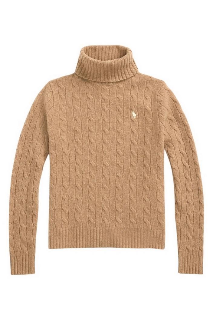 dolcevita donna a trecce cammello 