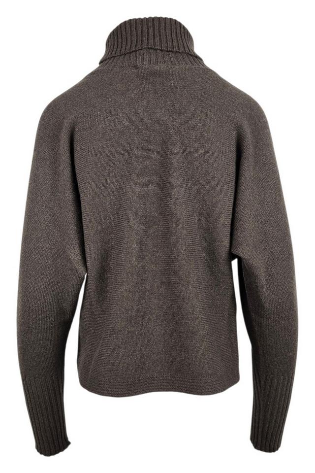 maglia donna dolcevita corta marrone 