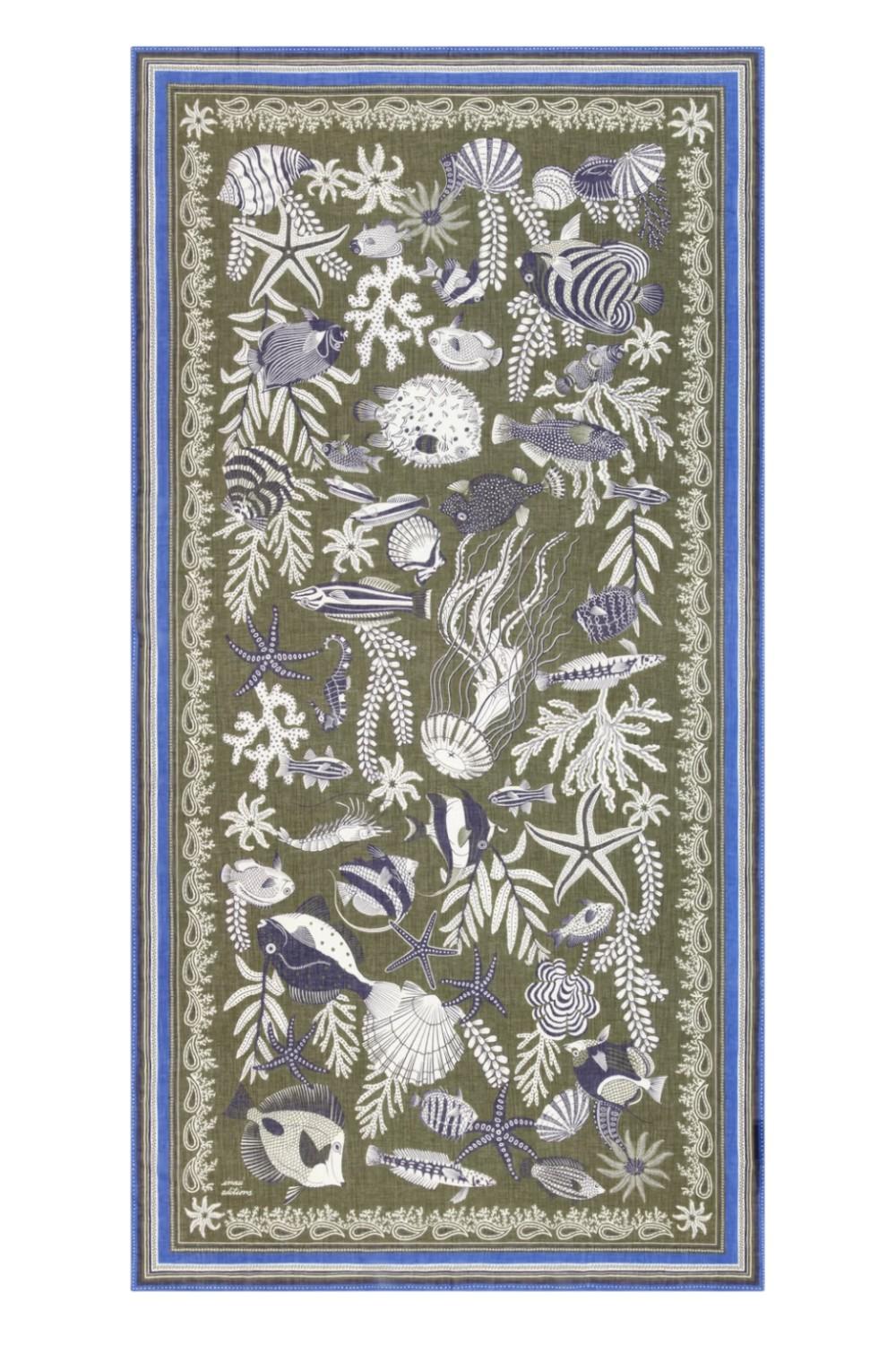 sciarpa donna 100x190 fantasia neptune militare 