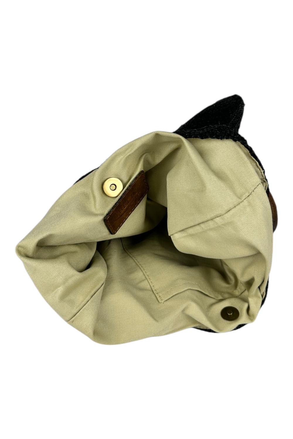 borsa donna Meva in rafia nero 