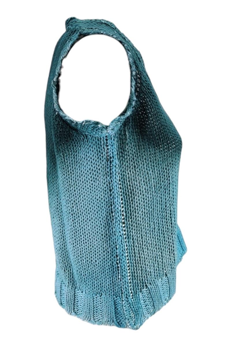 gilet donna in fettuccia vanisè turchese e verde 